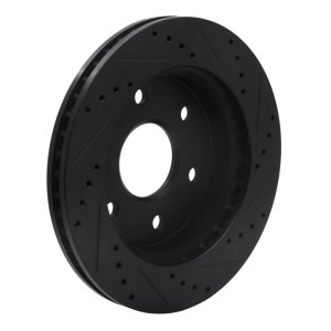 Cadillac Escalade ESV Brake Rotor (1) - Front Left - R1 Concepts - Drilled & Slotted - Black - `99-`08